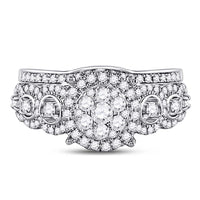 Load image into Gallery viewer, 14kt White Gold Round Diamond Bridal Wedding Ring Band Set 1 Cttw
