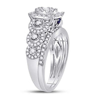 Load image into Gallery viewer, 14kt White Gold Round Diamond Bridal Wedding Ring Band Set 1 Cttw
