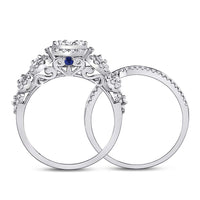 Load image into Gallery viewer, 14kt White Gold Round Diamond Bridal Wedding Ring Band Set 1 Cttw
