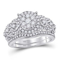 Load image into Gallery viewer, 14kt White Gold Round Diamond Bridal Wedding Ring Band Set 1 Cttw
