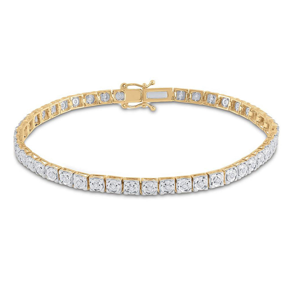 14kt Yellow Gold Womens Round Diamond Tennis Bracelet 1/3 Cttw