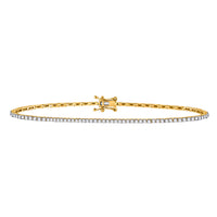 Load image into Gallery viewer, 14kt Yellow Gold Womens Round Diamond Single Row Link Bracelet 1 Cttw
