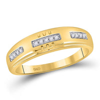 Load image into Gallery viewer, 10kt Yellow Gold His Hers Round Diamond Cluster Matching Wedding Set 1/3 Cttw
