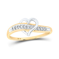 Load image into Gallery viewer, 10kt Yellow Gold Womens Round Diamond Heart Ring 1/20 Cttw

