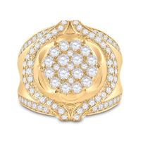 Load image into Gallery viewer, 10kt Yellow Gold Mens Round Diamond Cluster Ring 2-1/4 Cttw
