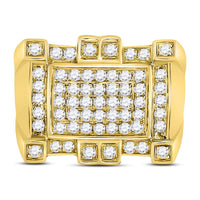 Load image into Gallery viewer, 10kt Yellow Gold Mens Round Diamond Square Cluster Ring 1-1/2 Cttw
