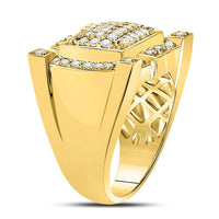 Load image into Gallery viewer, 10kt Yellow Gold Mens Round Diamond Square Cluster Ring 1-1/2 Cttw
