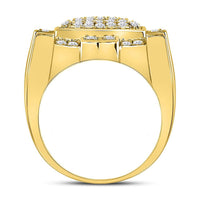 Load image into Gallery viewer, 10kt Yellow Gold Mens Round Diamond Square Cluster Ring 1-1/2 Cttw
