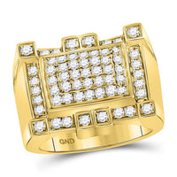 Load image into Gallery viewer, 10kt Yellow Gold Mens Round Diamond Square Cluster Ring 1-1/2 Cttw
