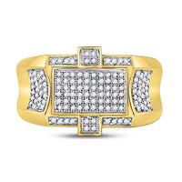 Load image into Gallery viewer, 10kt Yellow Gold Mens Round Diamond Rectangle Cluster Ring 1/2 Cttw
