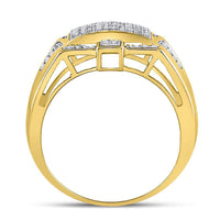 Load image into Gallery viewer, 10kt Yellow Gold Mens Round Diamond Rectangle Cluster Ring 1/2 Cttw
