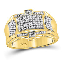 Load image into Gallery viewer, 10kt Yellow Gold Mens Round Diamond Rectangle Cluster Ring 1/2 Cttw
