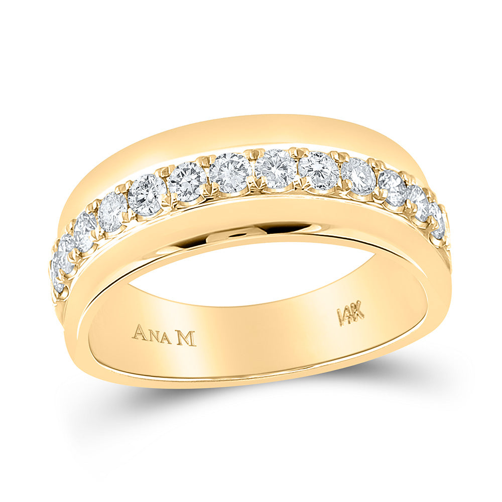 14kt Yellow Gold Mens Machine Set Round Diamond Wedding Band Ring 3/4 Cttw