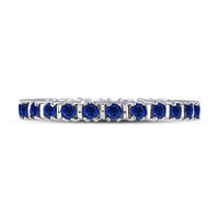 Load image into Gallery viewer, 10kt White Gold Womens Round Blue Sapphire Stackable Band Ring 1 Cttw
