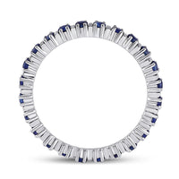 Load image into Gallery viewer, 10kt White Gold Womens Round Blue Sapphire Stackable Band Ring 1 Cttw
