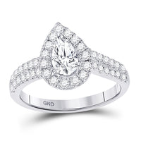 Load image into Gallery viewer, 14kt White Gold Pear Diamond Halo Bridal Wedding Engagement Ring 1 Cttw
