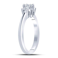Load image into Gallery viewer, 14kt White Gold Princess Diamond 3-stone Bridal Wedding Engagement Ring 1/2 Cttw
