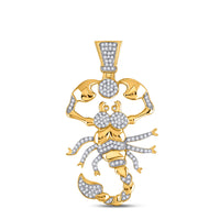 Load image into Gallery viewer, 10kt Yellow Gold Mens Round Diamond Scorpion Charm Pendant 1 Cttw
