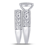 Load image into Gallery viewer, 10kt White Gold His Hers Round Diamond Cluster Matching Wedding Set 5/8 Cttw

