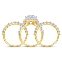 Load image into Gallery viewer, 14kt Yellow Gold Round Diamond Cluster Bridal Wedding Ring Band Set 5 Cttw
