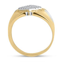Load image into Gallery viewer, 10kt Two-tone Gold Mens Round Diamond Diagonal Square Cluster Ring 1/2 Cttw
