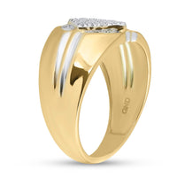 Load image into Gallery viewer, 10kt Two-tone Gold Mens Round Diamond Diagonal Square Cluster Ring 1/2 Cttw
