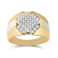Load image into Gallery viewer, 10kt Two-tone Gold Mens Round Diamond Diagonal Square Cluster Ring 1/2 Cttw
