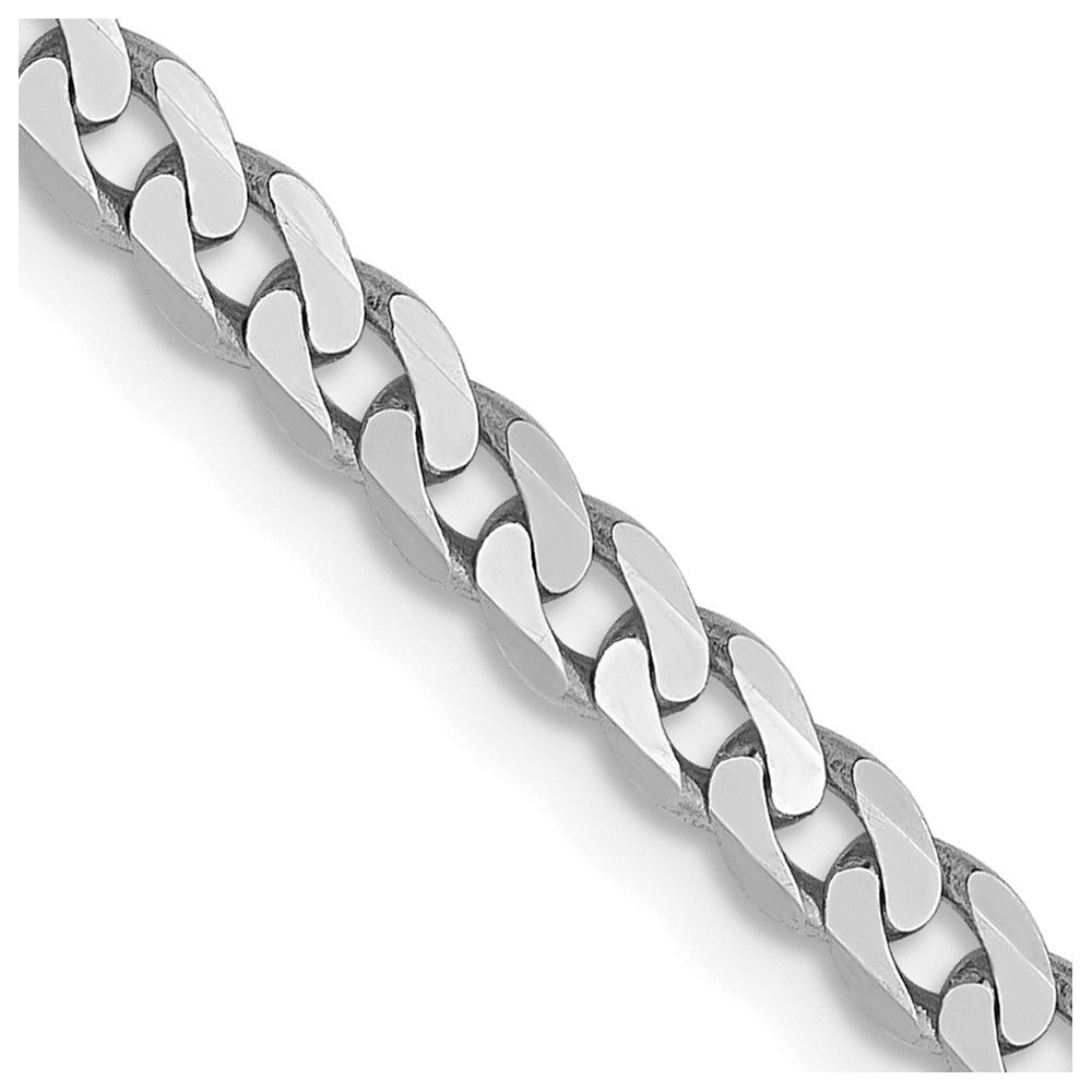 14K White Gold 2.9mm Flat Beveled Curb Chain