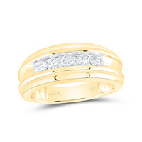 Load image into Gallery viewer, 14kt Yellow Gold Mens Round Diamond Wedding Channel Set Band Ring 1/2 Cttw
