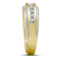Load image into Gallery viewer, 14kt Yellow Gold Mens Round Diamond Wedding Band Ring 1/4 Cttw
