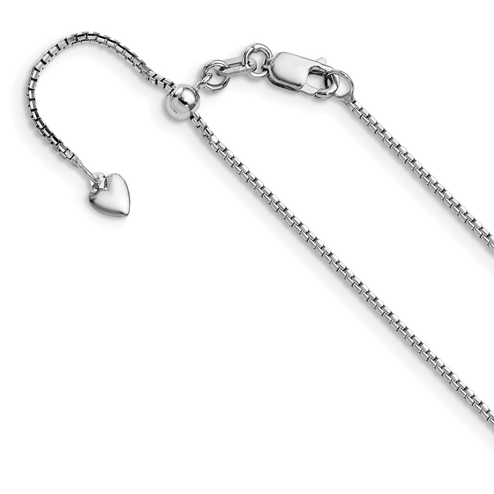 14K White Gold Adjustable 1mm  D/C Box Chain