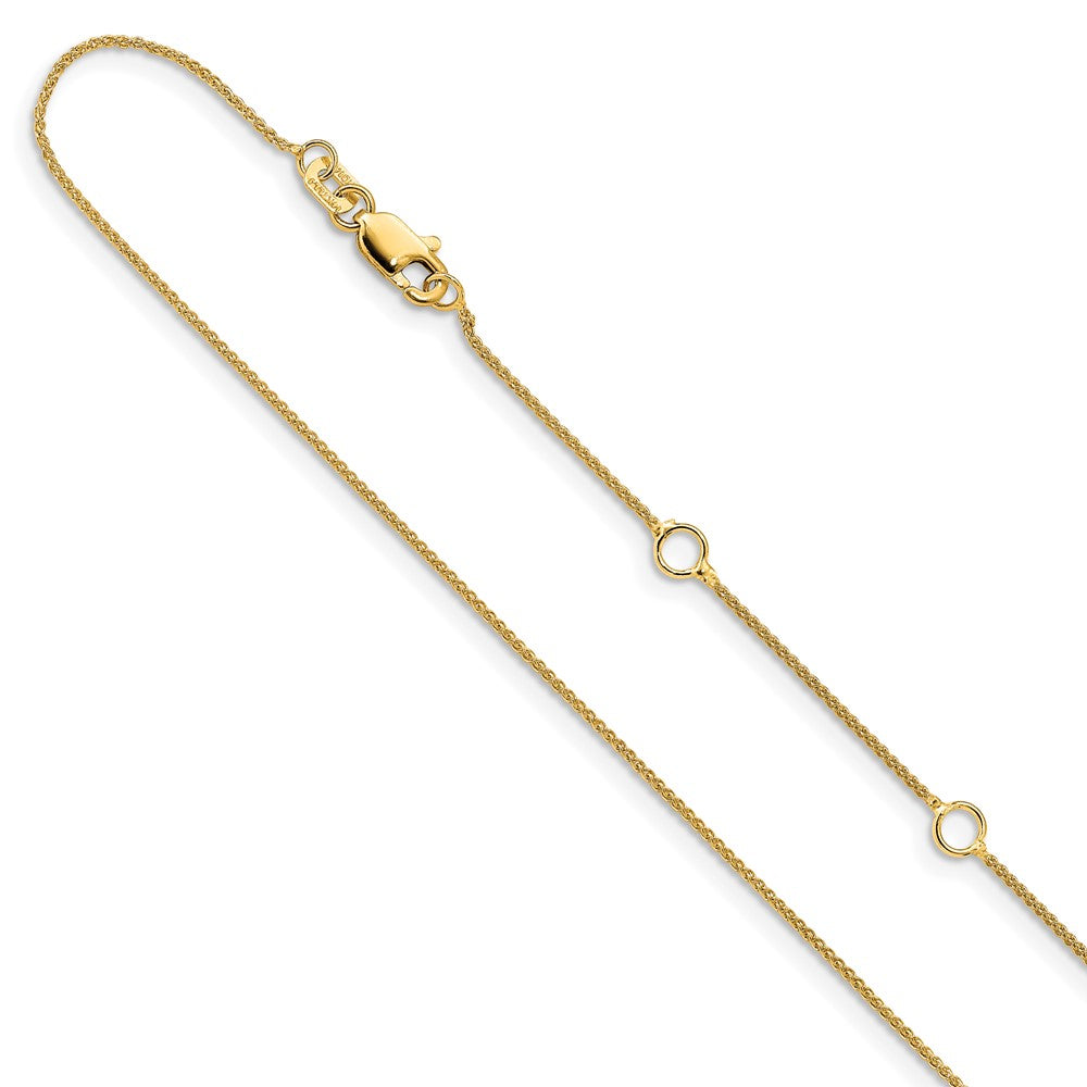14K .8mm Baby Spiga 1in+1in Adjustable Chain