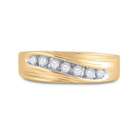 Load image into Gallery viewer, 14kt Yellow Gold Mens Round Diamond Wedding Band Ring 1/4 Cttw
