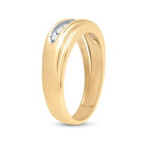 Load image into Gallery viewer, 14kt Yellow Gold Mens Round Diamond Wedding Band Ring 1/4 Cttw
