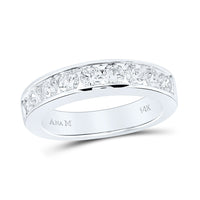 Load image into Gallery viewer, 14kt White Gold Womens Round Channel-set Diamond Single Row Wedding Band 1 Cttw
