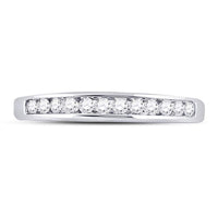 Load image into Gallery viewer, 14kt White Gold Womens Round Diamond Wedding Channel Set Band 1/4 Cttw
