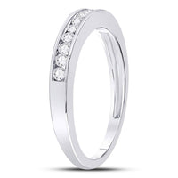 Load image into Gallery viewer, 14kt White Gold Womens Round Diamond Wedding Channel Set Band 1/4 Cttw
