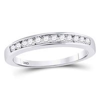 Load image into Gallery viewer, 14kt White Gold Womens Round Diamond Wedding Channel Set Band 1/4 Cttw
