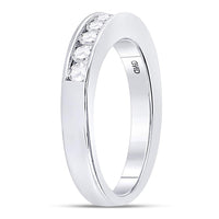Load image into Gallery viewer, 14kt White Gold Womens Round Diamond Wedding Channel Set Band 1/2 Cttw
