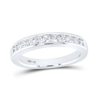 Load image into Gallery viewer, 14kt White Gold Womens Round Diamond Wedding Channel Set Band 1/2 Cttw
