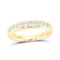 Load image into Gallery viewer, 14kt Yellow Gold Womens Round Diamond Wedding Channel Set Band 1/2 Cttw
