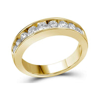Load image into Gallery viewer, 14kt Yellow Gold Womens Round Diamond Wedding Channel Set Band 1 Cttw
