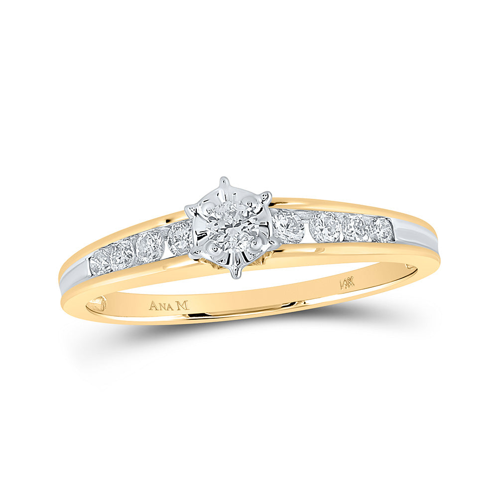 14kt Yellow Gold Round Diamond Solitaire Bridal Wedding Engagement Ring 1/4 Cttw