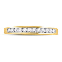 Load image into Gallery viewer, 14kt Yellow Gold Womens Round Channel-set Diamond Single Row Wedding Band 1/4 Cttw
