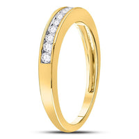 Load image into Gallery viewer, 14kt Yellow Gold Womens Round Channel-set Diamond Single Row Wedding Band 1/4 Cttw
