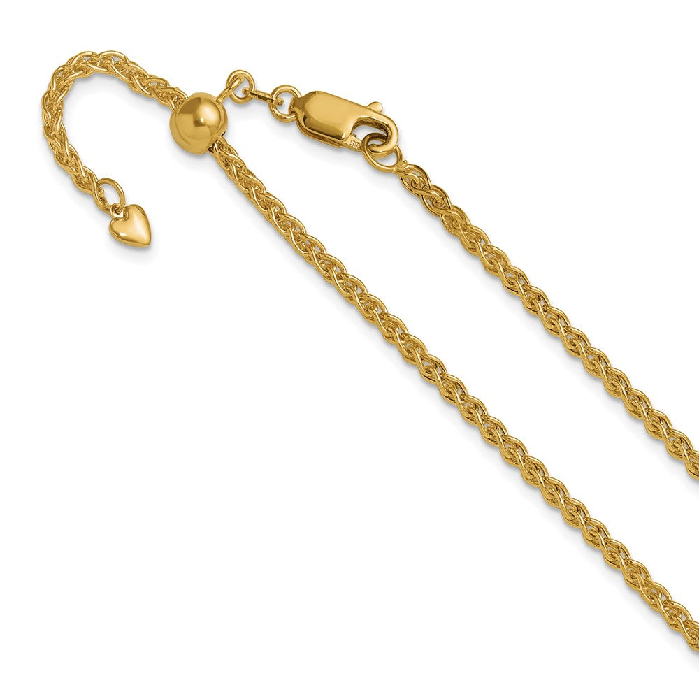 14K Adjustable 2.5mm Semi-solid Spiga Chain