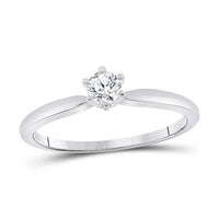 Load image into Gallery viewer, 14kt White Gold Womens Round Diamond Solitaire Bridal Wedding Engagement Ring 1/5 Cttw
