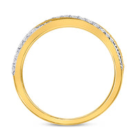 Load image into Gallery viewer, 14kt Yellow Gold Womens Round Diamond Diagonal Stripe Band Ring 1/4 Cttw
