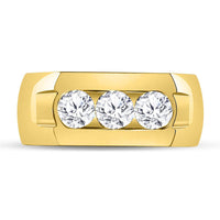 Load image into Gallery viewer, 14kt Yellow Gold Mens Round Diamond Wedding Band Ring 1-1/2 Cttw

