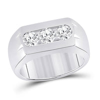Load image into Gallery viewer, 14kt White Gold Mens Round Diamond 3-Stone Band Ring 1-1/2 Cttw
